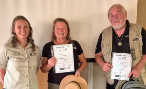 Dave and Margaret proudly presenting their Certificate of participation.
